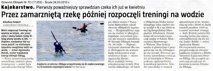 Przez zamarzniętą rzekę później rozpoczęli treningi na wodzie