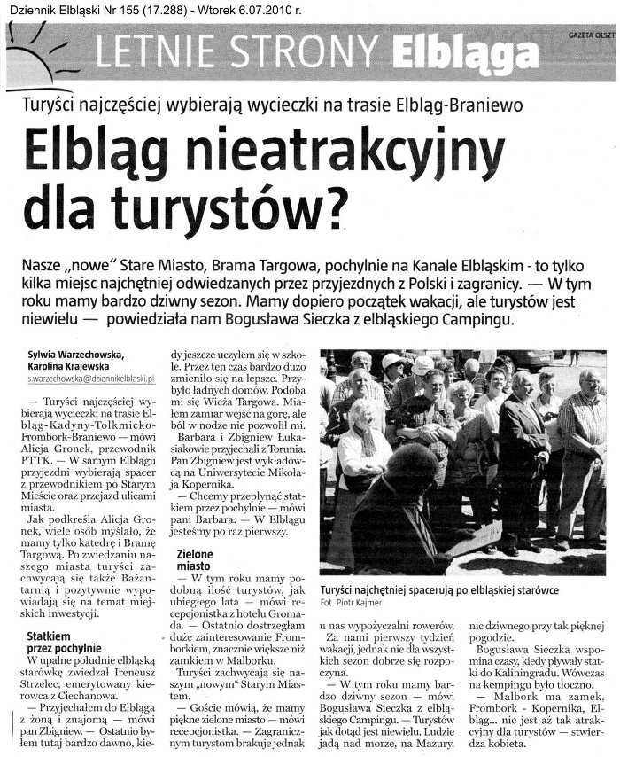 Elbląg nieatrakcyjny dla turystów?