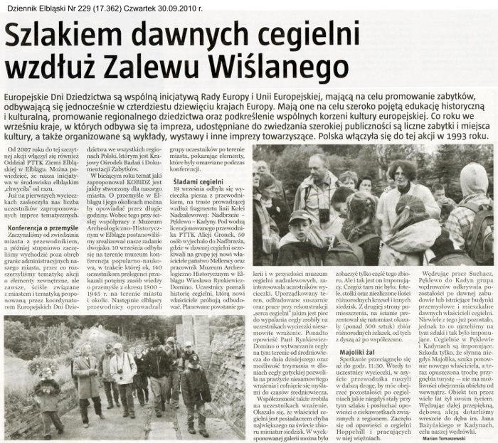 Szlakiem dawnych cegielni wzdłuż Zalewu Wiślanego