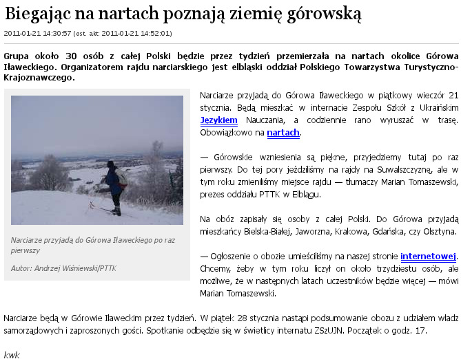 Biegając na nartach poznają ziemię górowską