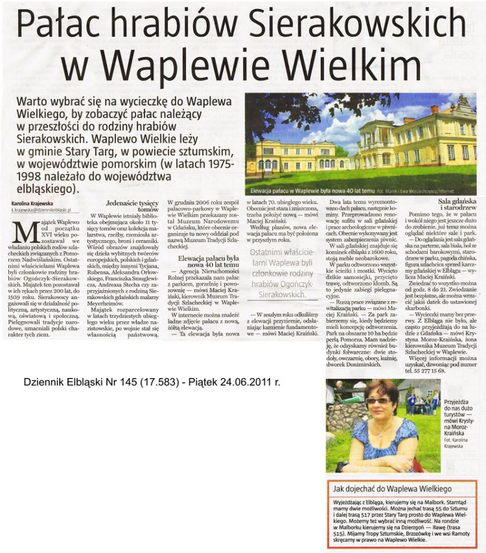 Pałac hrabiów Sierakowskich w Waplewie Wielkim