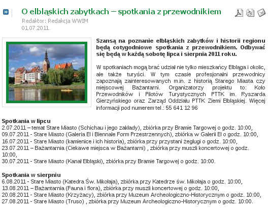 O elbląskich zabytkach – spotkania z przewodnikiem