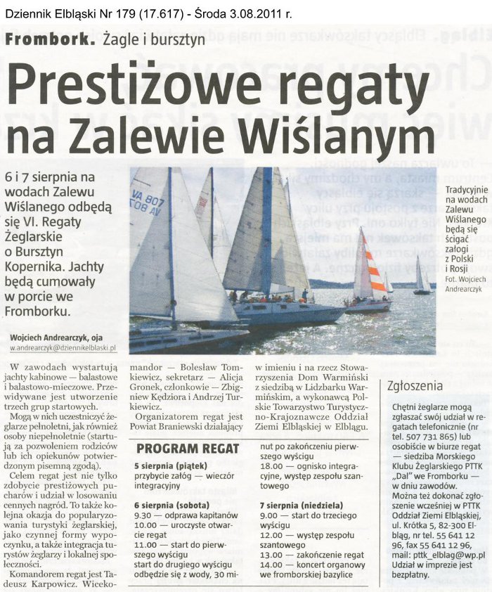 Prestiżowe regaty na Zalewie Wiślanym