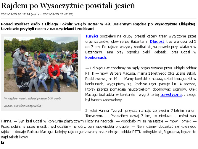 Rajdem po Wysoczyźnie powitali jesień