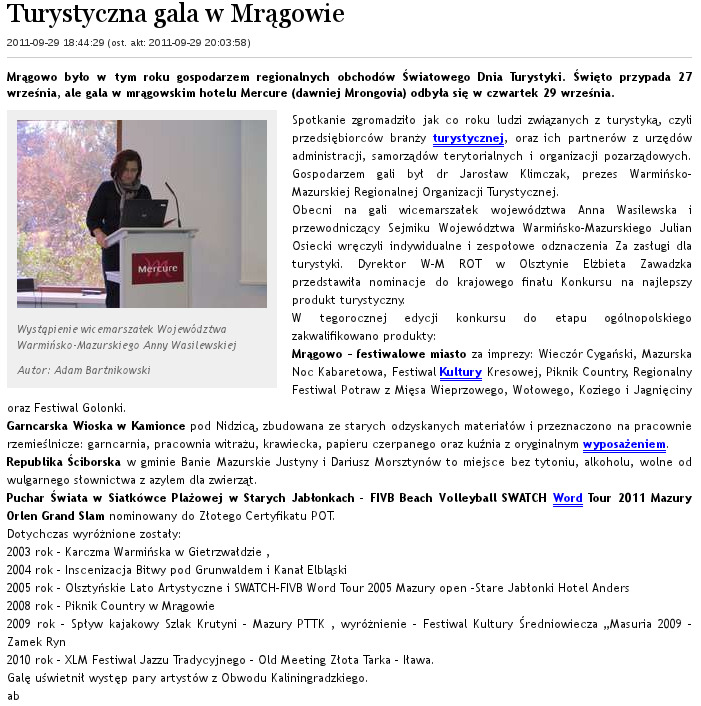 Turystyczna gala w Mrągowie