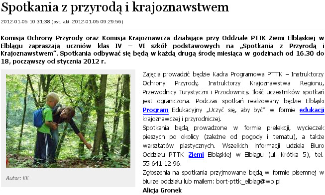 Spotkania z przyrodą i krajoznawstwem