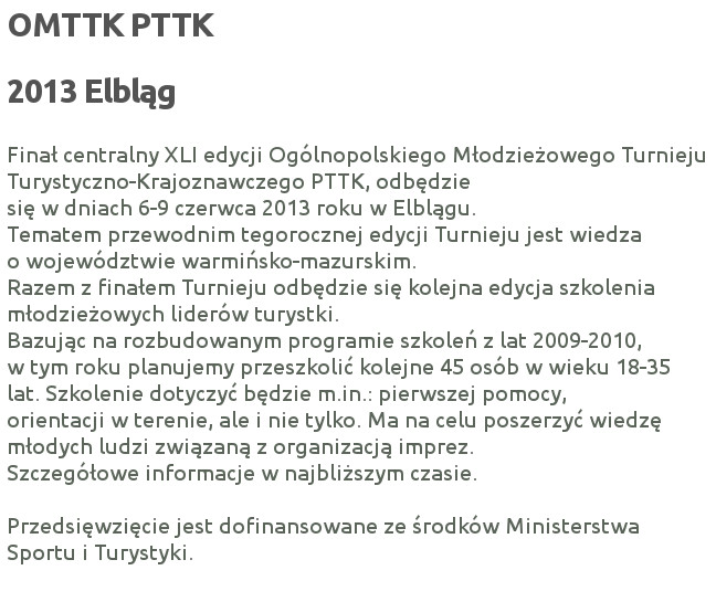 OMTTK PTTK 2013 Elbląg