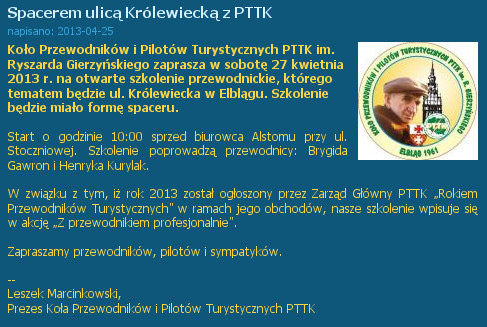 Spacerem ulicą Królewiecką z PTTK