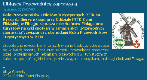 Elbląscy Przewodnicy zapraszają