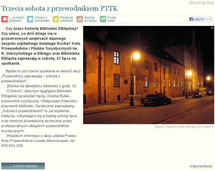 Trzecia sobota z przewodnikiem PTTK